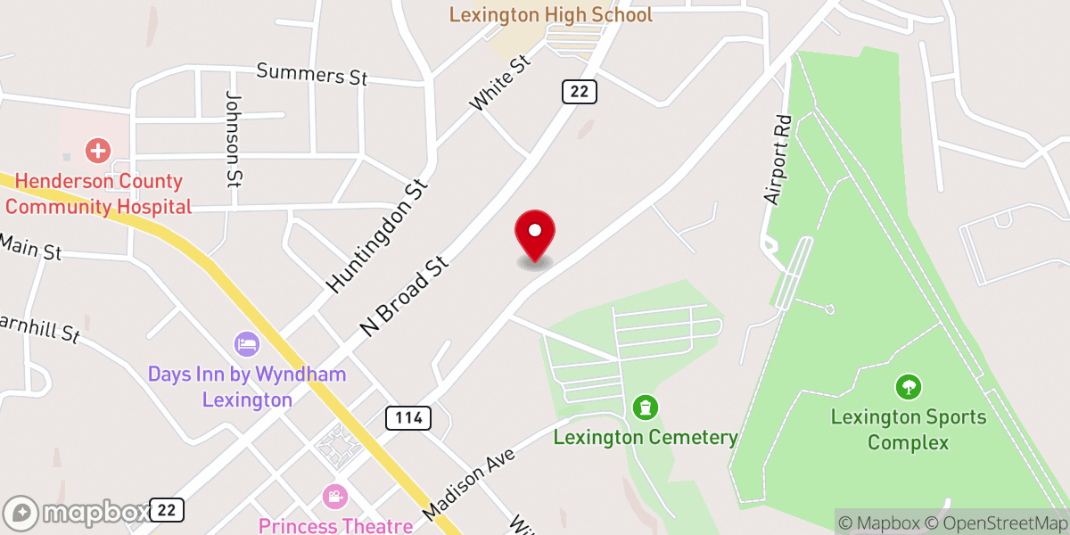 Map showing location of First Pentecostal Church of Lexington - Food Distribution Center
