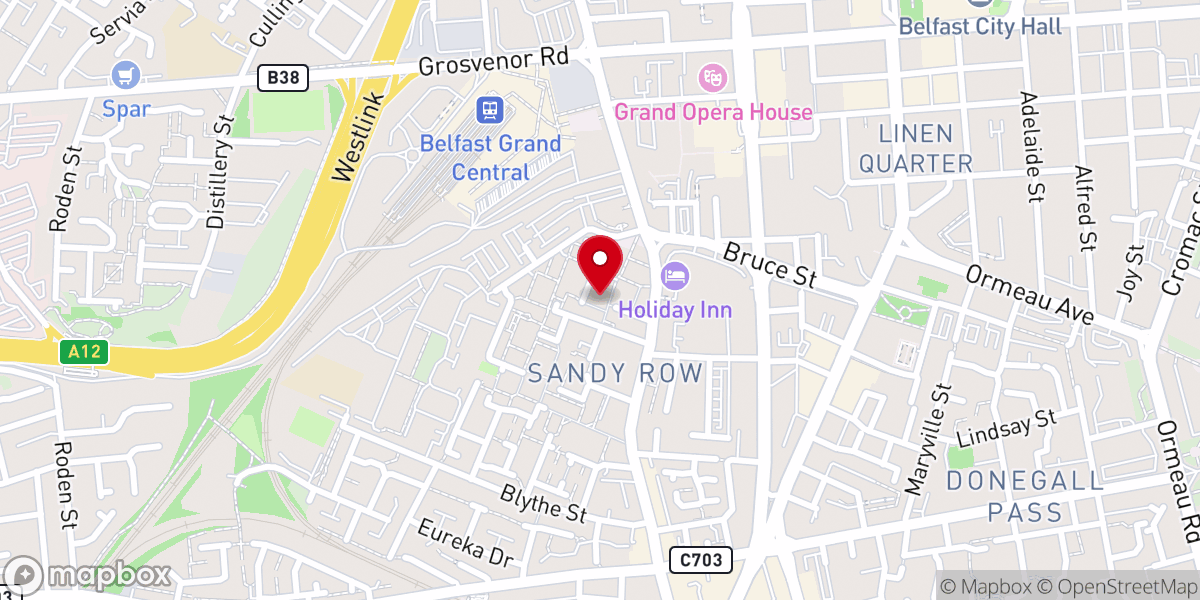 Map showing location of Sandy Row Methodist Church