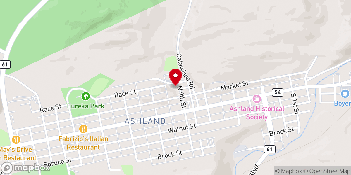 Map showing location of First United Methodist Presbyterian Church