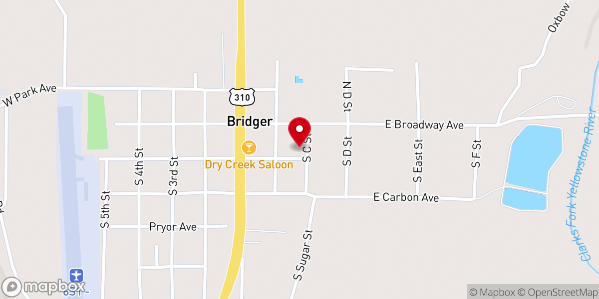 Map showing location of Clarks Fork Baptist Church