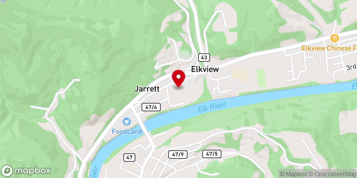 Map showing location of Elkview Baptist Church