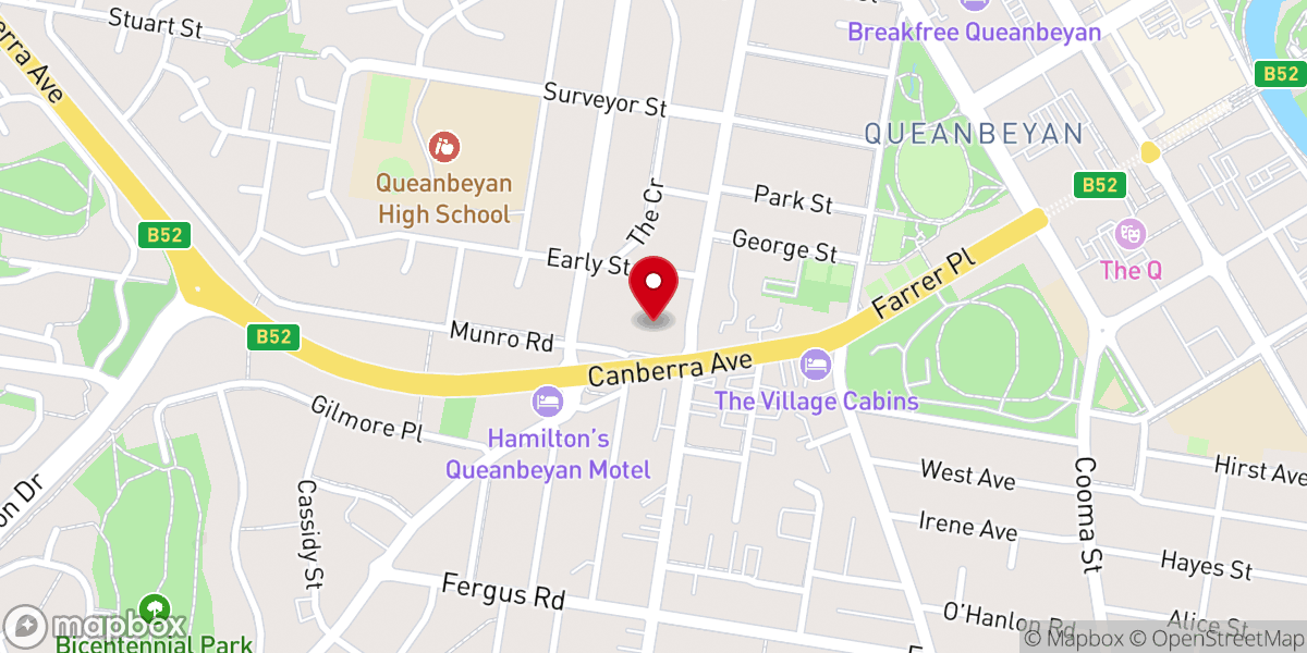 Map showing location of Queanbeyan Baptist Church