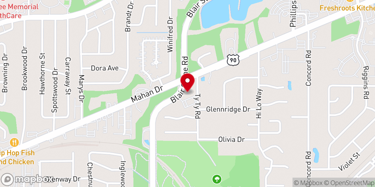 Map showing location of Church of the Nazarene