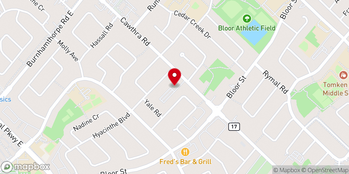 Map showing location of Mississauga City Baptist Church