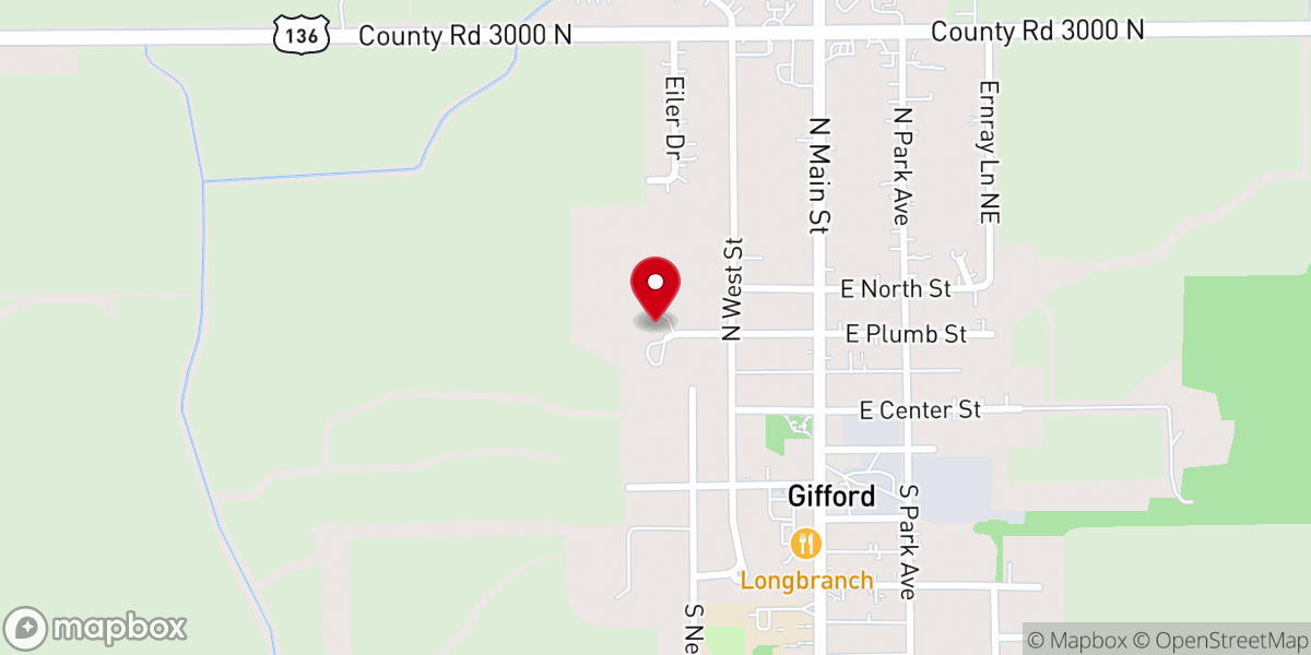 Map showing location of Gifford United Methodist Church