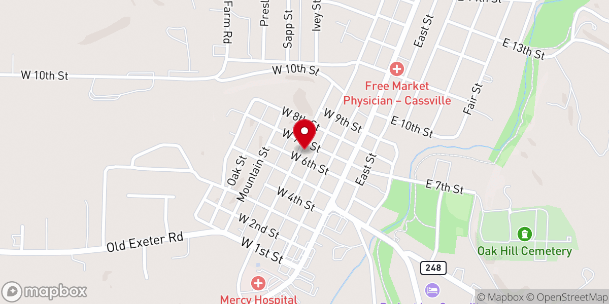 Map showing location of United Methodist Church