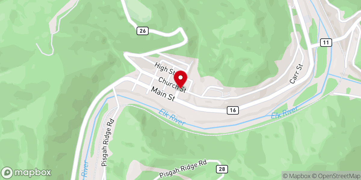 Map showing location of Community Care of West Virginia SBHC (inside Clay Elementary)