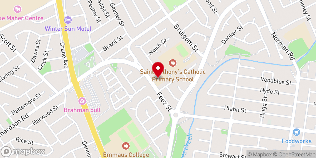 Map showing location of Holy Family Church