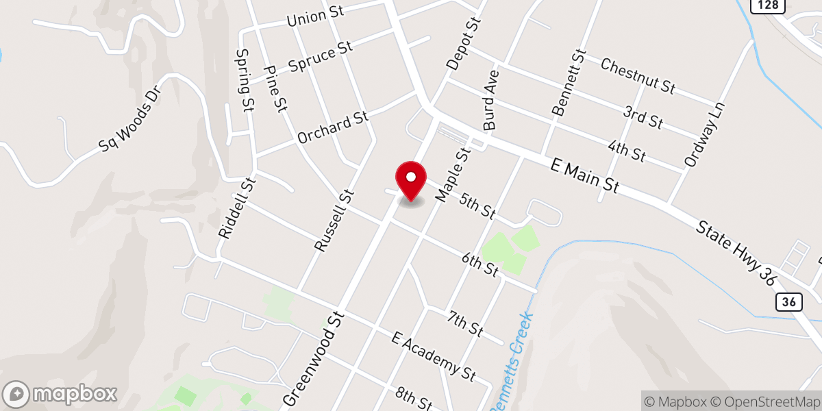 Map showing location of Canisteo First Baptist Church