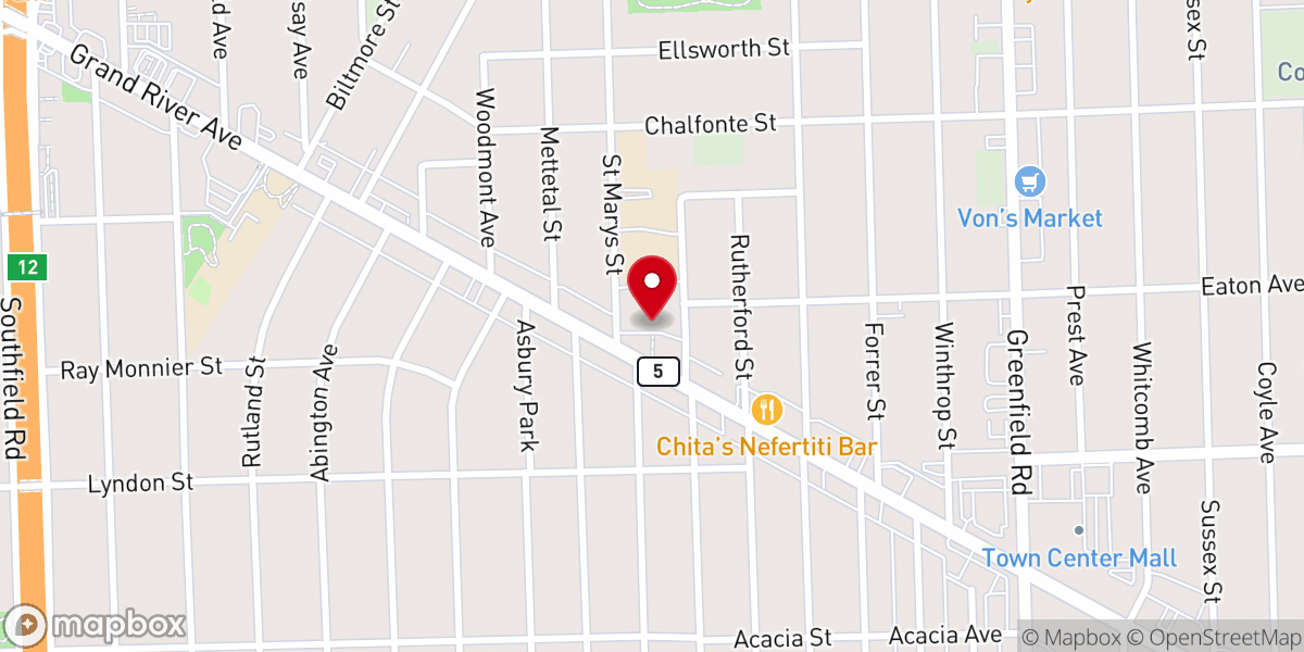 Map showing location of St. Mary of Redford Catholic Church