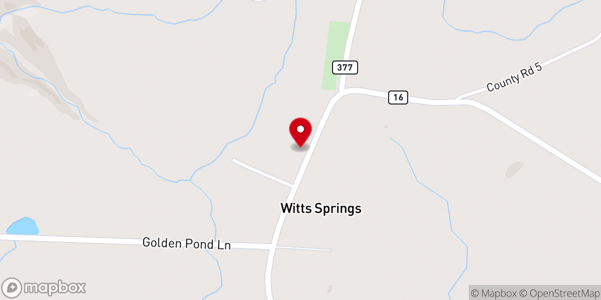 Map showing location of Witts Springs Community Bible Church