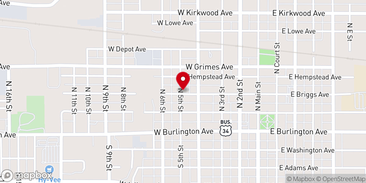 Map showing location of First Church of the Nazarene