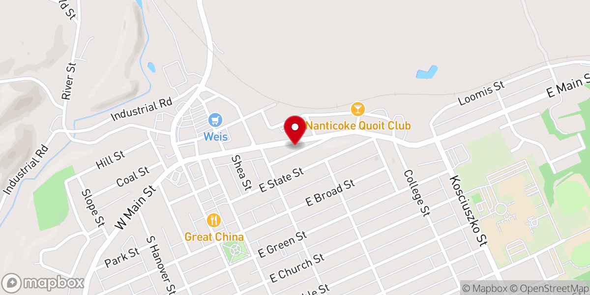 Map showing location of Nanticoke United Methodist Church