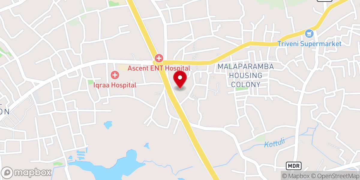 Map showing location of Archbishop's House - Roman Catholic Archdiocese of Calicut
