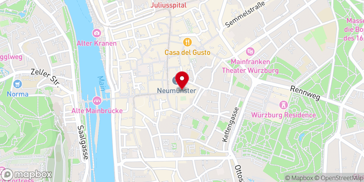Map showing location of Würzburger Dom
