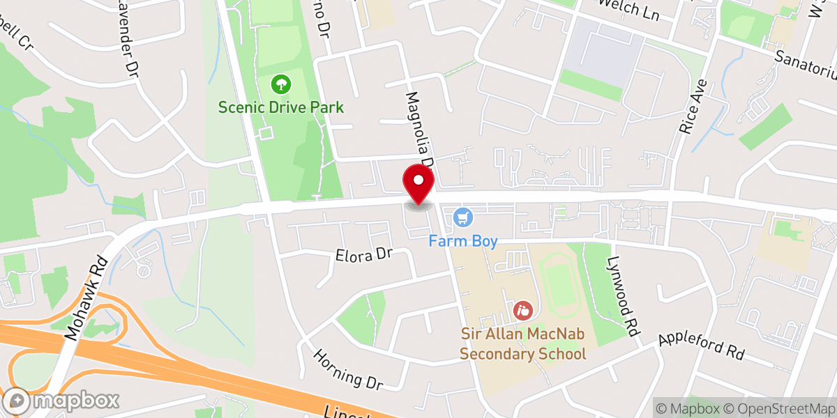 Map showing location of Chedoke Presbyterian Church