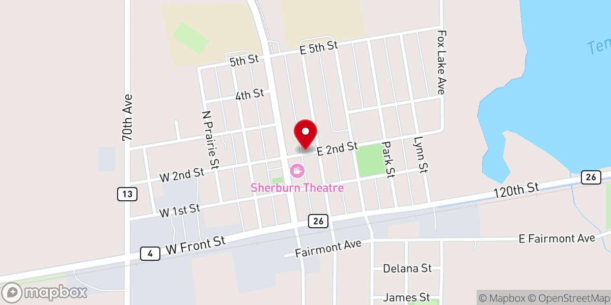 Map showing location of Sherburn