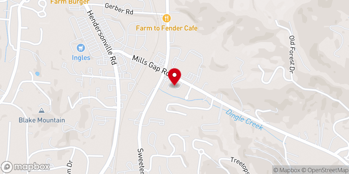 Map showing location of Korean Methodist Church of Asheville