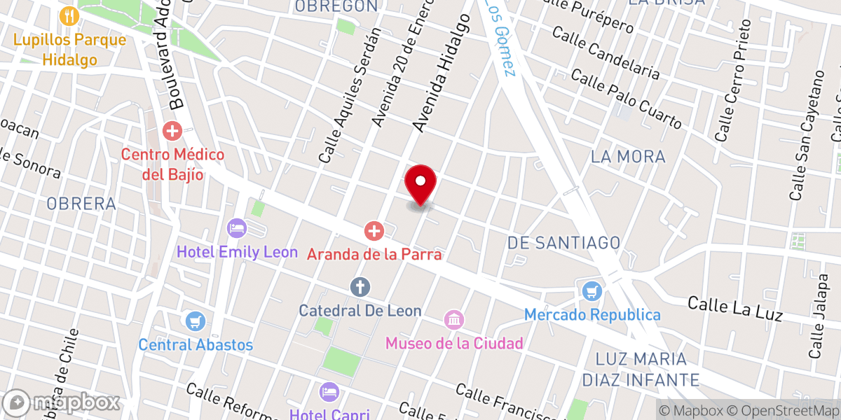 Map showing location of Templo de la Santísima Trinidad
