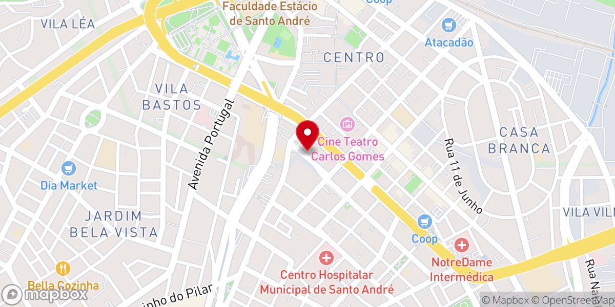 Map showing location of IASD Central de Santo André
