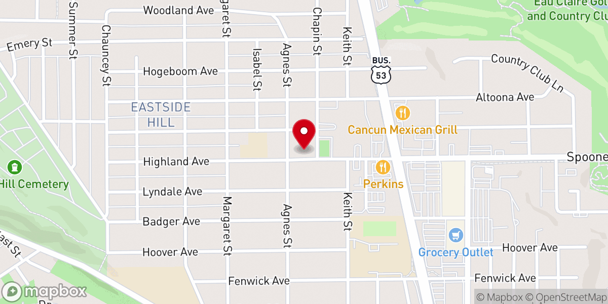 Map showing location of St Johns Lutheran Church (ELCA)
