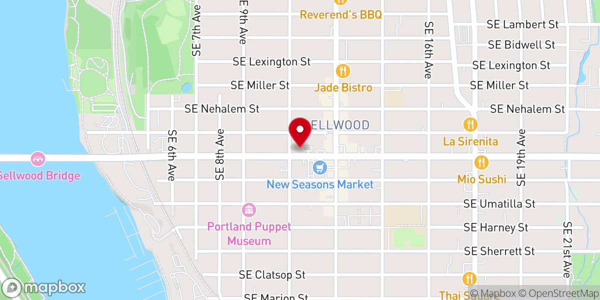 Map showing location of Sellwood Church