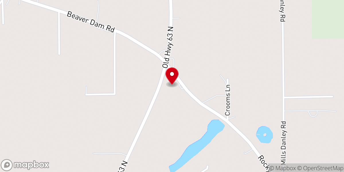 Map showing location of Church of Christ-Rocky Creek
