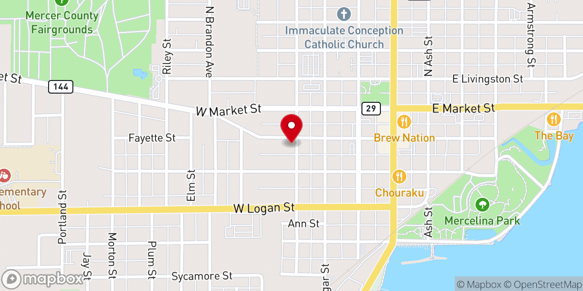 Map showing location of Pilgrim Holiness Church