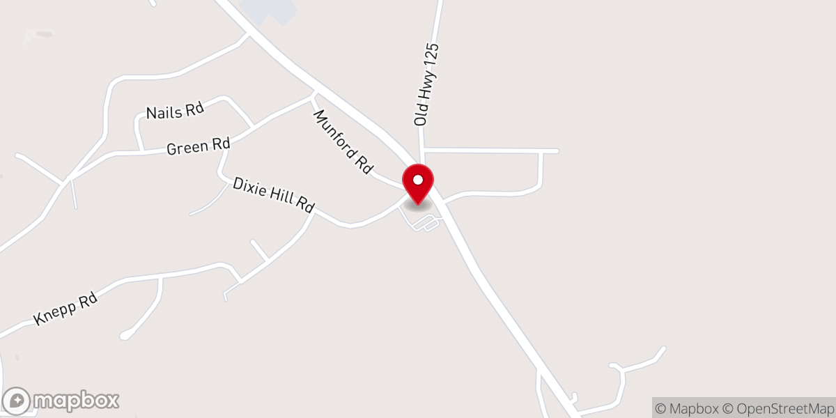 Map showing location of Dixie Hills Baptist Church