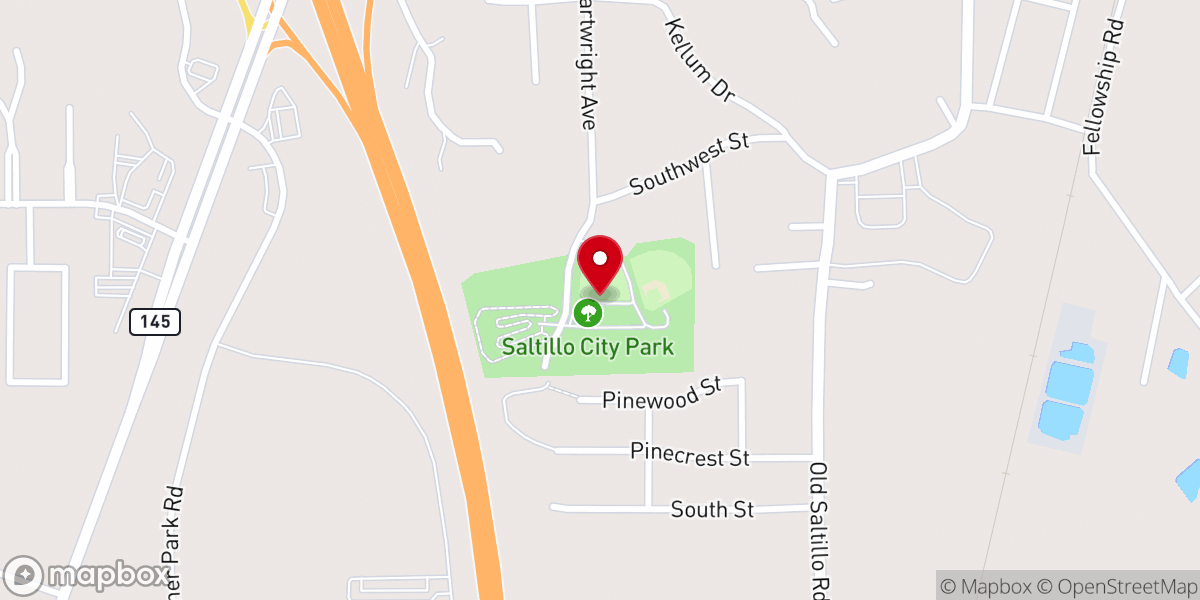 Map showing location of Saltillo City Park
