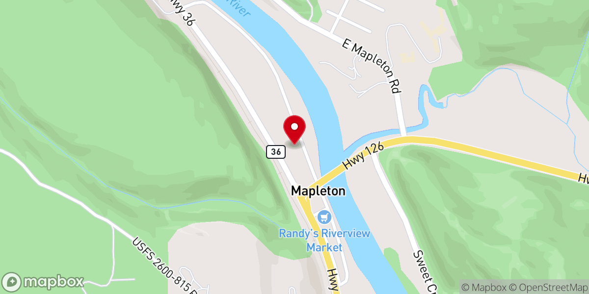 Map showing location of Mapleton Evangelical Church