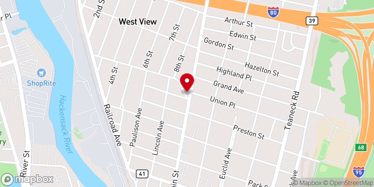 Map showing location of Ridgefield Park Reformed Presbyterian Church