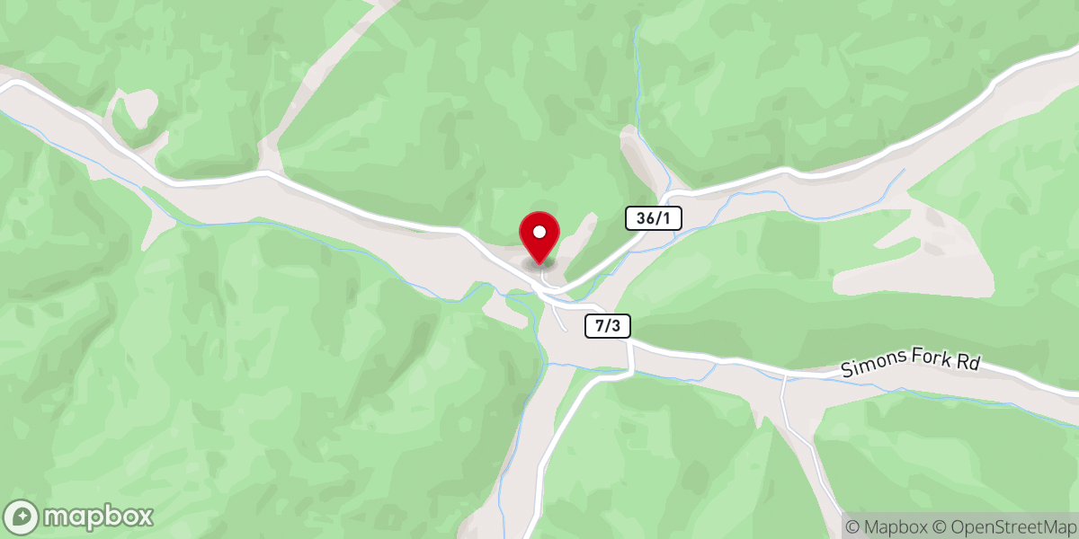 Map showing location of Horse Run Methodist Church
