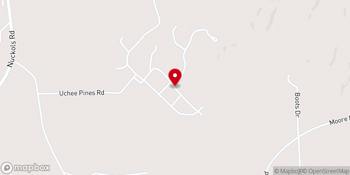 Map showing location of Uchee Pines Chapel