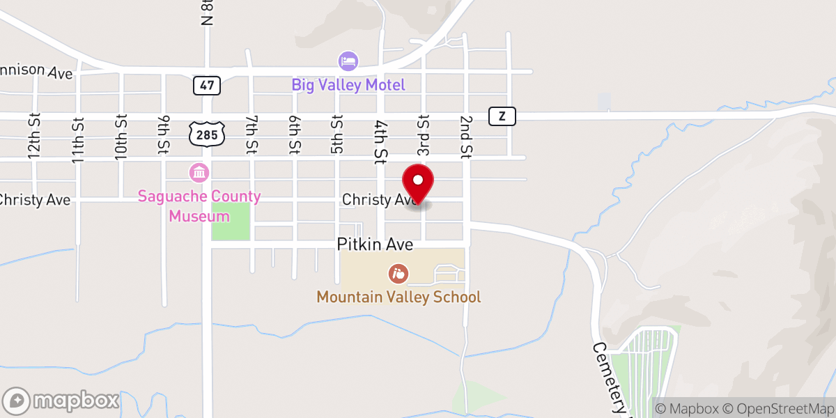 Map showing location of Saguache County Administration