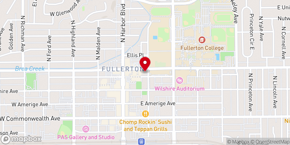 Map showing location of Self-Realization Fellowship Fullerton Temple