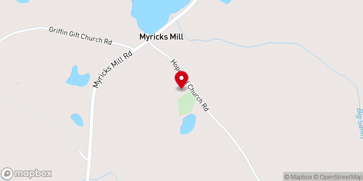 Map showing location of Hopewell Baptist Church