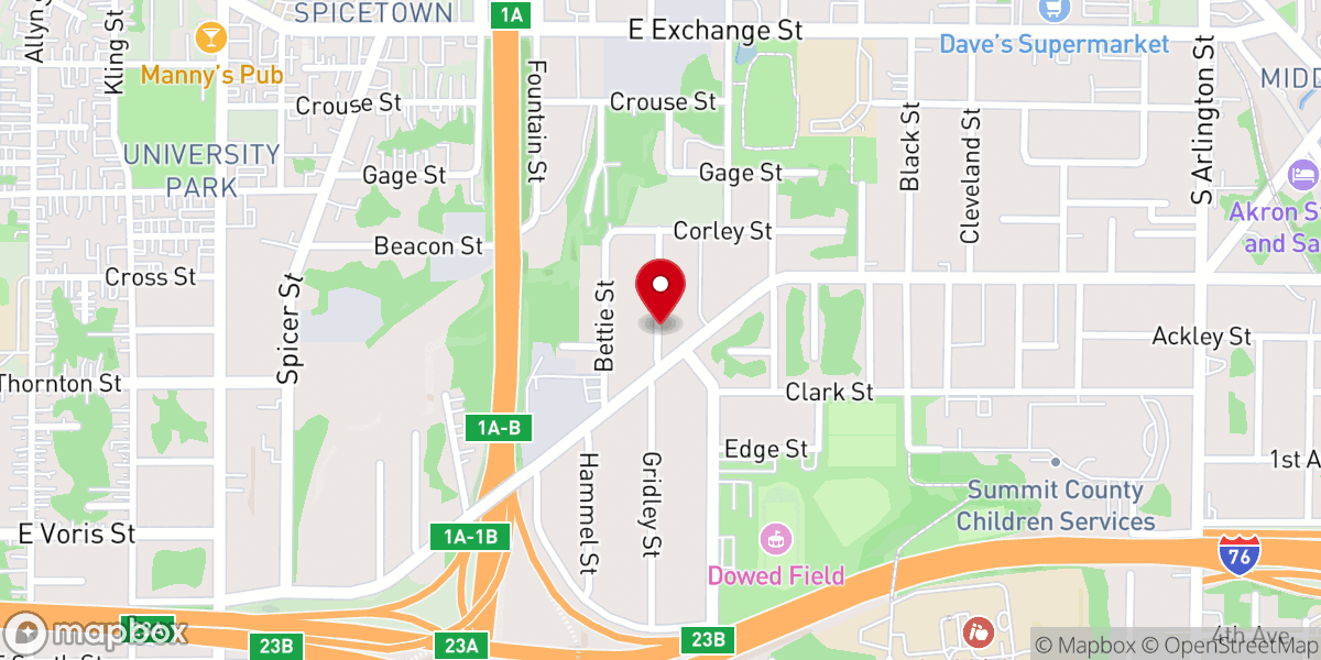 Map showing location of The Church at Akron
