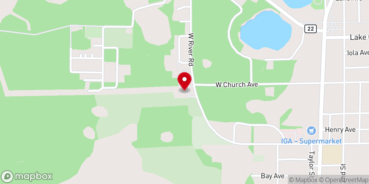 Map showing location of West Side Baptist Church