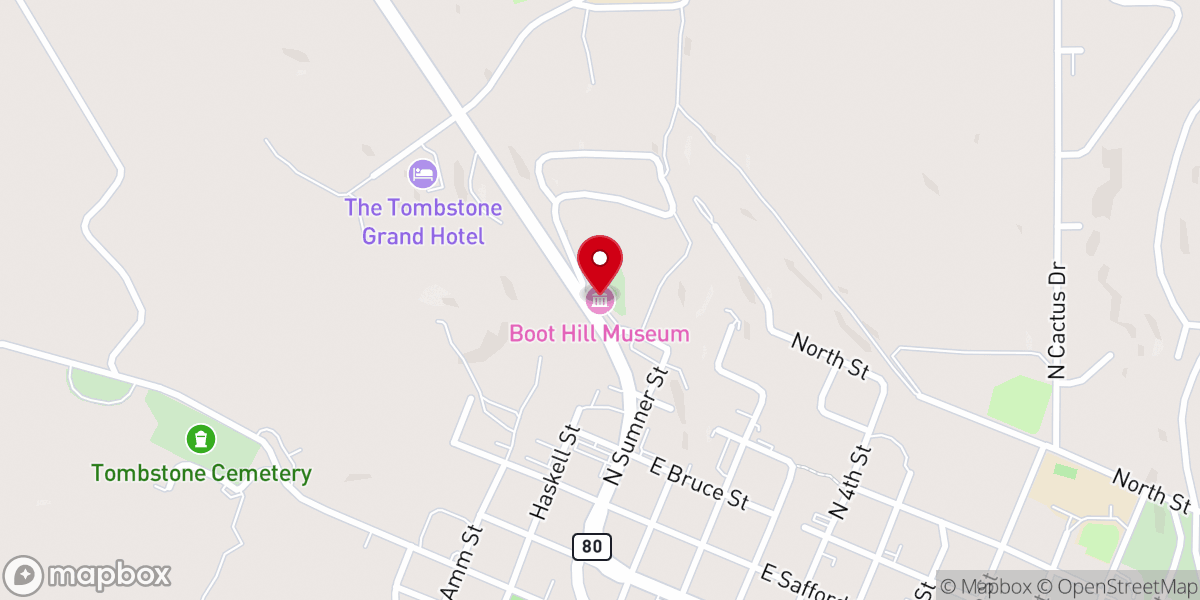 Map showing location of Boothill Graveyard