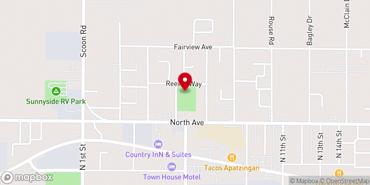 Map showing location of Kiwanis Youth Park