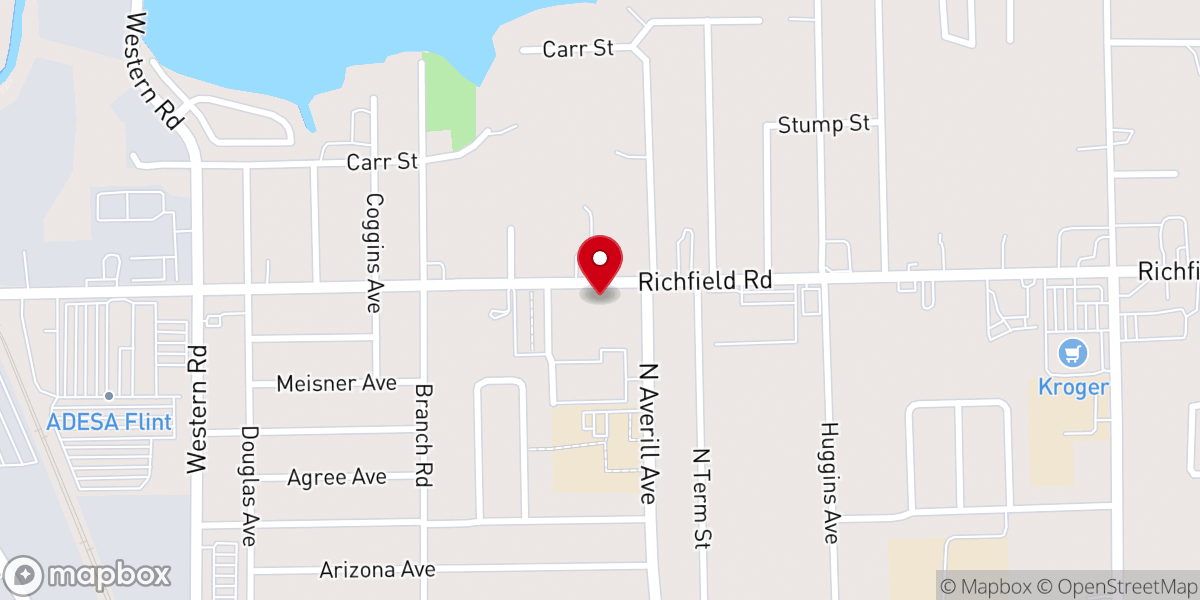 Map showing location of Flint City Church