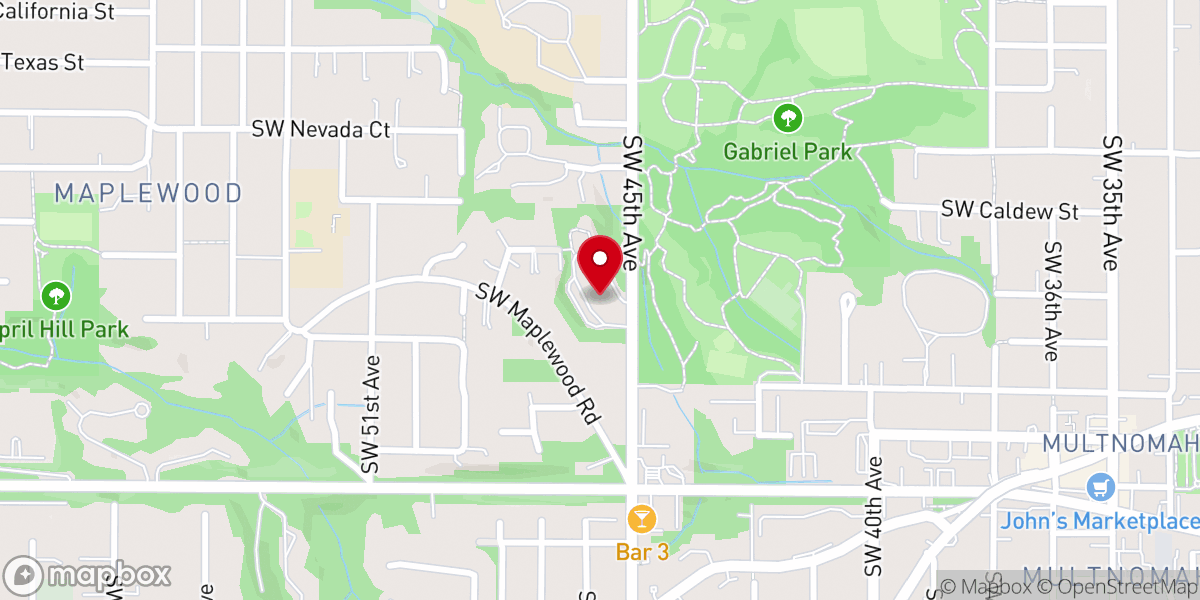 Map showing location of Multnomah Presbyterian Church