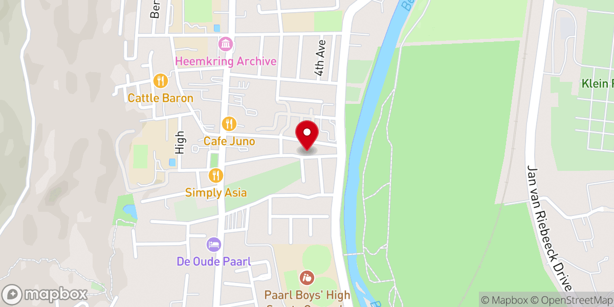Map showing location of Lig en Lewe Sentrum Paarl