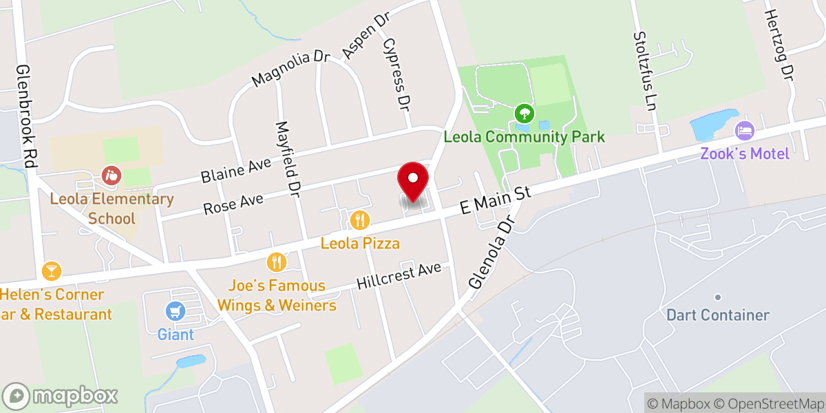 Map showing location of Leola United Methodist Church