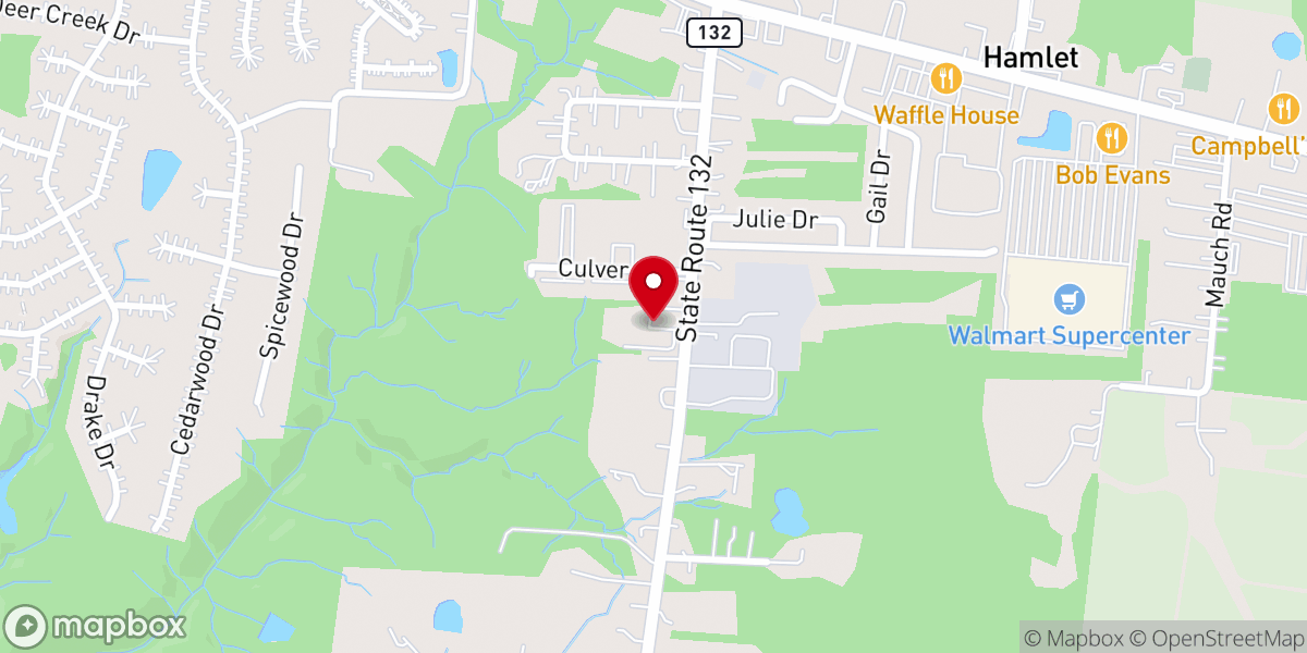 Map showing location of Hamlet Seventh-day Adventist Church