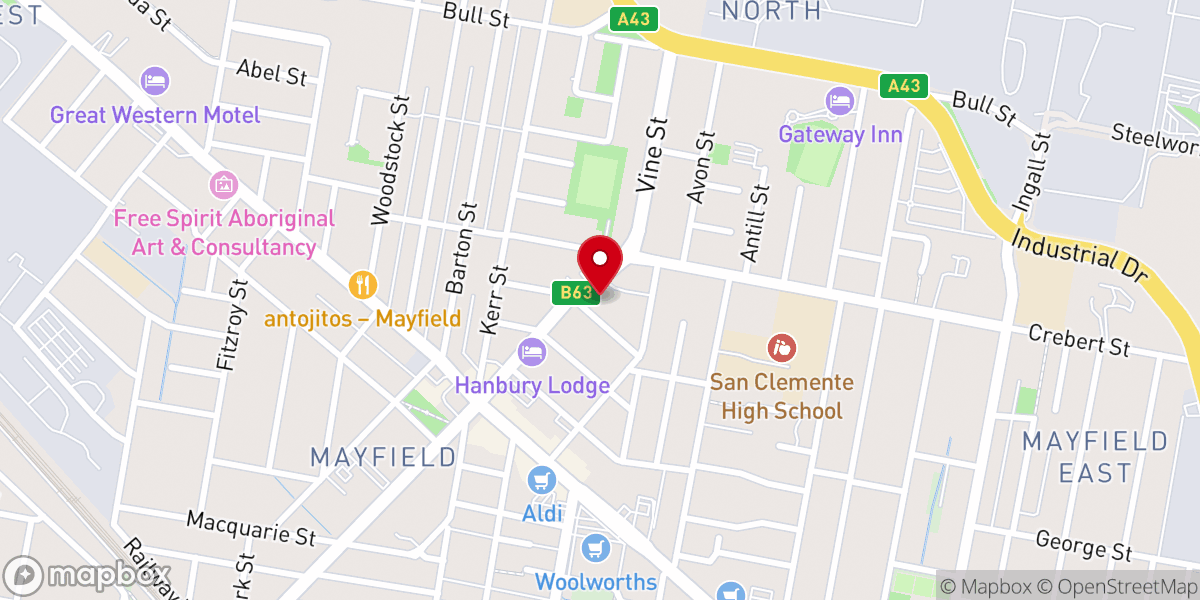 Map showing location of Mayfield Baptist Church