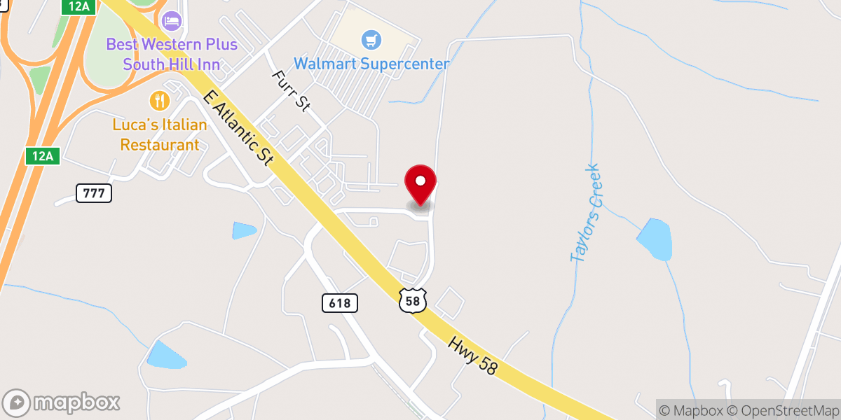 Map showing location of Southside Baptist Church