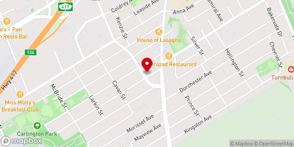 Map showing location of St. Bonaventure Catholic Church