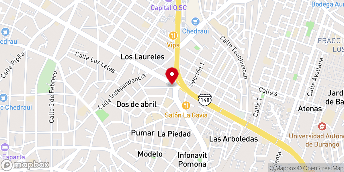 Map showing location of La Roca iglesia cristiana Xalapa